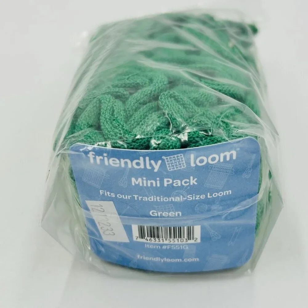 Friendly Loom 7” Traditional-Sized Green Potholder Weaving Loops Mini Bag